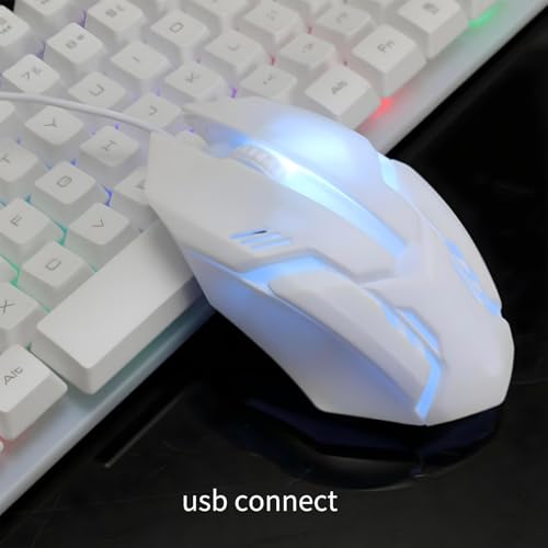 Image of Natation Wired Gaming Mouse 1 Pc - 3-Button X1, 1200 DPI Adjustable, Rainbow LED Lights, Durable Surface-Friendly Design, High-Precision Sensor, USB Plug & Play for PC, Laptop, Office & Gaming (White)
