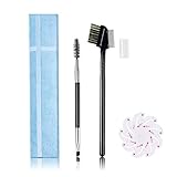 FITDON Duo Angled Eyebrow Brush Spoolie, Metal Teeth Eyelash Comb Separator & Brow Brush Combo with Cap for Travel, 9PCS Reusable Eyebrow Shaping Stencils