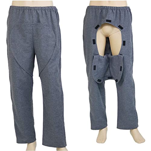 Pantaloni Per La Cura Del Paziente Facili Da Indossare E Da Togliere - Pantaloni Per La Cura Dell'incontinenza Geriatrica, Pazienti Con Chirurgia Della Stomia E Della Fistola,Gris,M