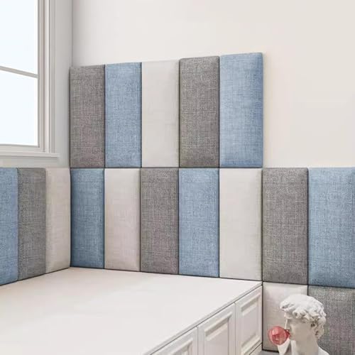3D Anti-Collision Wall Padding for Kids - 3 Pack Self-Adhesive Upholstered Panels, Decorative Safety Stickers for Bedroom, Living Room & Playroom (Light Blue)