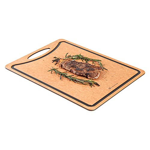 Tabla de cortar doble cara Restaurantware Nature Tek, 43,99 x 32,51 cm, madera compuesta, con ranura para jugos y mango, antideslizante, apta para lavavajillas miniatura 1