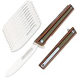 TENCHILON G37 Small Pocket Scalpel Knife, 10pcs #60 Replaceable Blades, Slender Compact Slim Gentleman's Flipper Folding Scalpel EDC Utility Knives with Blue Titanium Belt Clip