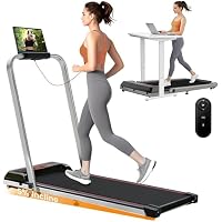 Moonfox 3-in-1 LED Display Under Desk Walking Treadmill with Incline Supports Up to 350lbs (Gray)
