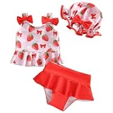 Maillot De Bain Enfant Fille 12 Ans Maillot de Bain Violet et Blanc pour bébé Fille, Ensemble Bikini Deux pièces pour bébé Maillots Beau (Red, 2 Years)