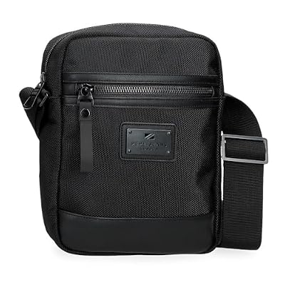 Pepe Jeans Blackmore Borsa a tracolla media nera 17 x 22 x 6 cm Poliestere con dettagli in pelle sintetica 2,24 L by Joumma Bags, Nero, Taglia unica, Tracolla media