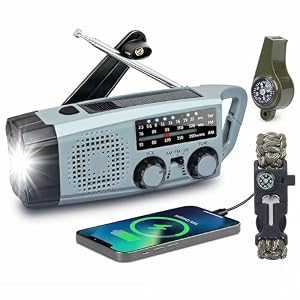 Notfallradio für Notfallausrüstung & Notfallrucksack – Kompaktes Kurbelradio mit 2000 mAh Power Bank, 3-Wege-Ladung, AM/FM/SW, SOS-Alarm & LED, Survival Radio für Camping & Wohnmobil ASIN: B0GV4832TK
