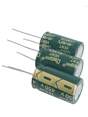 Willwewon 5pcs 450V 100uF Aluminium Radial Elektrolytische Kondensator Kit Lange Führungen Axial Elektrolytische Polarisierte Kondensatoren Rohrverstärker (18X30mm (0.71x1.18in))