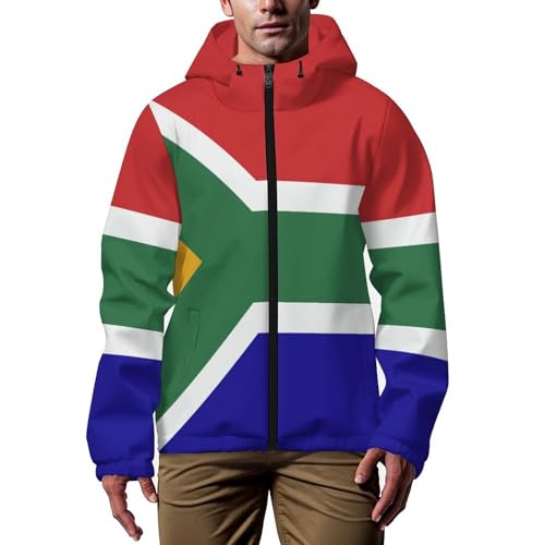 Adugen Origei Men's Bomber South African Flag All Print Uniform Relaxed Jacket Coat Track Jackets XL