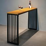 QSNYJPL Hochtisch, Bar Theke Bartisch, Rechteckiger Küchentisch Schmal mit Massivholzplatte mit Gestreiftem Eisenrahmen für Wohnzimmer, Partys, Erweiterbares Design(200cm/79in)