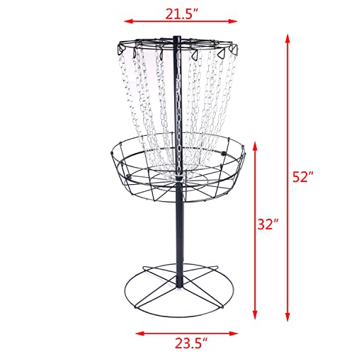 Disc Golf Target, Disc Golf Basket With 6 Disc,Portable Disc Golf Target With Heavy Duty 24-Chains Disc Golf Course Basket #TOP2