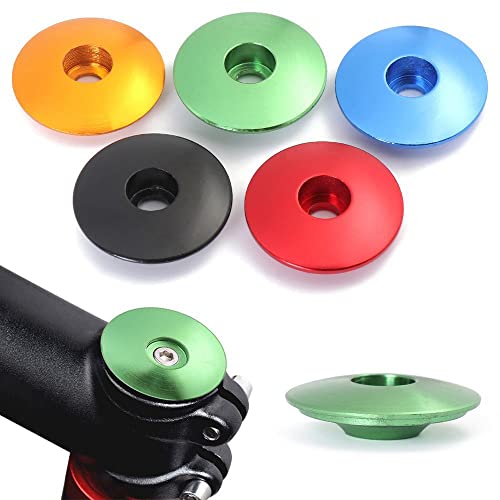 gofidin 5pcs Bike Stem Cap, Personalise Bicycle Headset Top Cover, Aluminum Bicycle Top Cap Outdoor Mountain Bike Accessories for MTB Bike