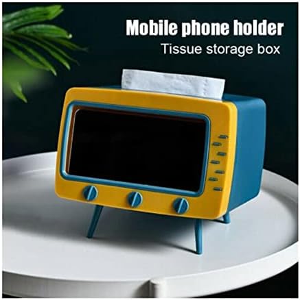 2 in 1 TV tissue box desktop phone stand holder case organizer,cute, vintage,TV shaped remote control rack,phone stand,tissue cover,living room,bedroom,room office,phone stand storage case (Pink)