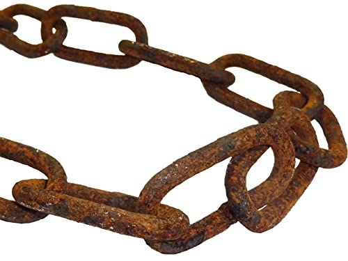 vitaliano cadena de eslabones de acero oxidado por metro, 1 metro, 5mm de grosor, cadena de hierro en estilo antiguo, retro, vintage, como cadena de desagüe de lluvia, cadena de anilla, cadena de lámp