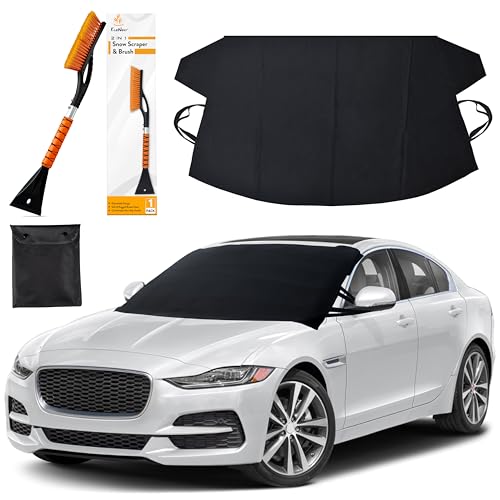 Image of EcoNour Car Windshield Cover for Ice and Snow (69 inchx42 inch) | Snow Brush and Ice Scrapers for Car (1 Pack) with Scratch Free Bristle Head | Winter Car Kit for Cars, Trucks, SUVs