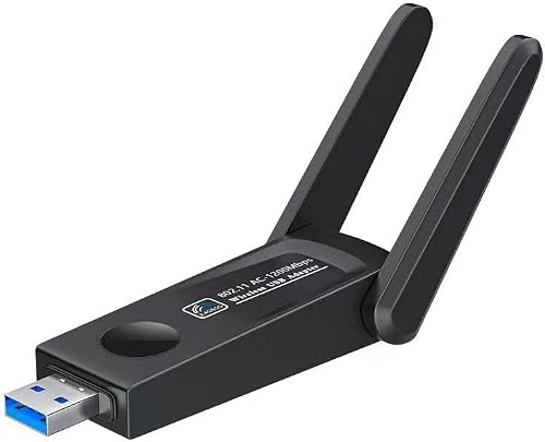 USB WiFi Adapter for PC WiFi Adapter 1200Mbps Max Speed 2 High-Gain PC WiFi Antennas Ultra-Long Range Signal Reception Wireless Adapter for Desktops & Laptops PC Dual-Band Network Card connectivity