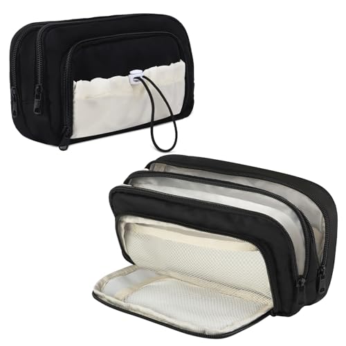 VMUTGA Estuche Escolar, Estuche de Gran Capacidad, Cartucheras Escolares, Estuche de Lápices Organizador de Papeleria, para Lápices, Papelería, Bolsas de Maquillaje, Escuela, Material Oficina(Negro)
