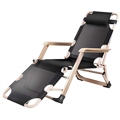 Chaise de jardin relax pour le patio et la plage | Fauteuil pliant noir FANDIAO 200kg