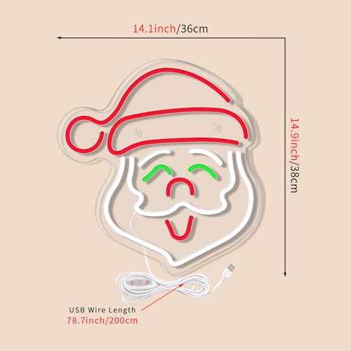 Image of Christmas Neon Sign, LED Neon Lights for Wall Decor, USB Neon Night Light Sign for Home Christmas Party Decor Christmas Gift Holiday Door Porch Decoration (Santa Claus)