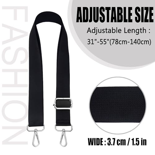 Image of Purse Strap Replacement Belt Shoulder Adjustable Wide Guitar Straps for Crossbody Bag Handbag 1.5 inch Balck