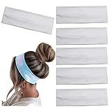 6 Pcs White Headband Cotton Hair Headband for Tie Dye Party Supplies, Non-slip Stretchy Elastic Head...