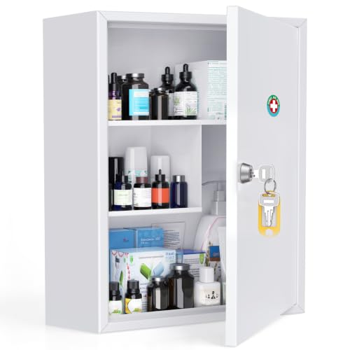 Uniclife Locking Wall Mount Medicine Cabinet