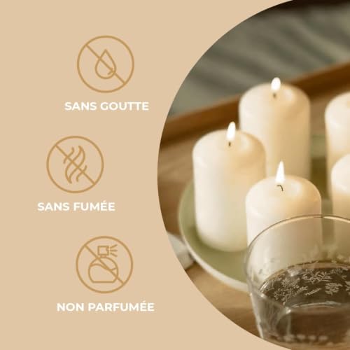 Horeca Candles - Bougies Piliers - Ivoire - Ø 4 x 7 cm - Lot de 40 Bougies Décoratives pour la Maison - Longue Durée 12 Heures - Cire Non Parfumées - Pour la Maison, Mariage, Fêtes et la Restauration – vue 6