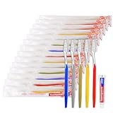 skourvut Disposable Toothbrushes with Toothpaste Individually Wrapped 5 Colors Bulk Toothbrush and Toothpaste 10g for Homeless,Shelter,Air Bnb/Hotel/Guest Apartment (100)