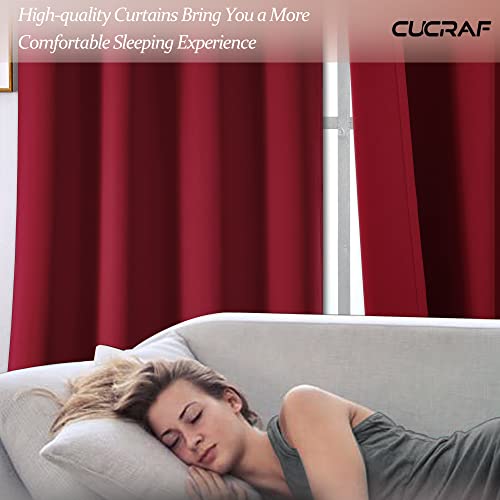 Cucraf Blackout Curtains 72 Inches Long, Room Darkening Christmas Decoration Window Curtain Panels, Rod Pocket Thermal Insulated Solid Drapes For Bedroom Living Room, 52X72 Inch, Red, Set Of 2 Panels #TOP5