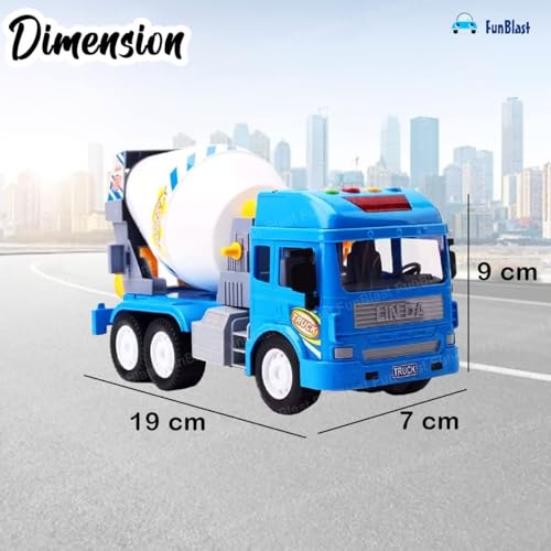 Image of FunBlast Cement Mixer Truck Toy, Pull-Back Construction Vehicle for Kids, 3+ Years, Unisex, Multicolor