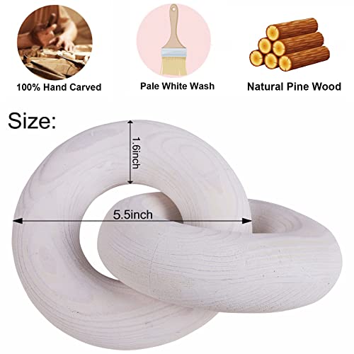 Hmasyo Wood Knot Decor, Large 2-Link Wood Chain Link Decorative Object Hand Carved Pine Wood Knot Boho Decorations For Living Room Bedroom Entryway Coffee Table Fireplace Shelf Farmhouse #TOP7