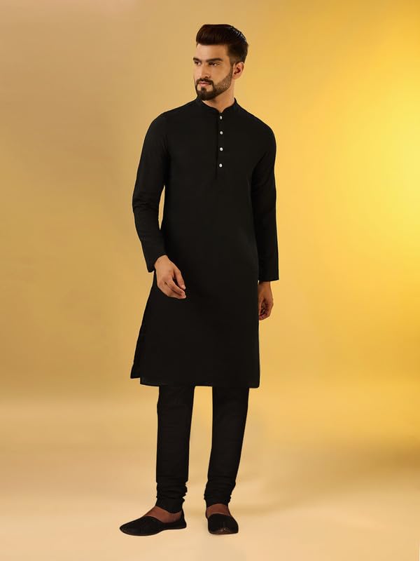 Image of KISAH Men Printed Kurta Jacket Set, Full Sleaves, Knee Length, Straight, Regular Fit, Mandarin Collar Ethnic Wear