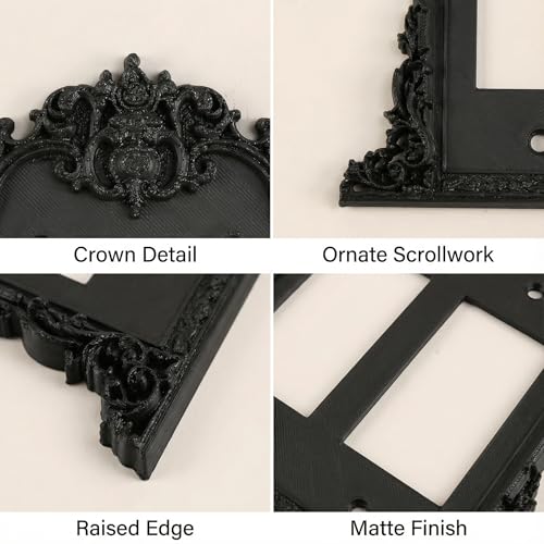 Placa de pared decorativa gótica negra para ocultar imperfecciones en interruptores 6