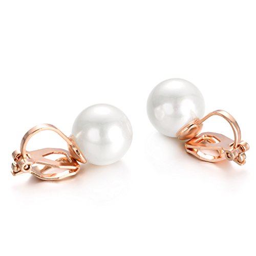 Yoursfs Imitation Pearl Clip Earrings For Women Cultured White Round Fresh Water Pearl Clip-On Earrings #TOP4
