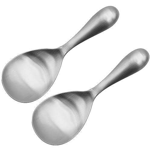 MDEOOSKY - 2 Pack Stainless Steel Rice Spoons, 8 Inch Thickened Heat Resistant Serving Spoon, Cooking Spoon for Kitchen Utensils