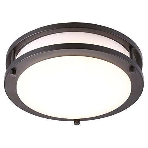 Cloudy Bay LED Flush Mount Ceiling Light,10 inch,17W(120W equivalent) Dimmable 1150lm,3000K Warm White,Oil Rubbed Bronze Round Lighting Fixture For Kitchen,Hallway,bathroom,Stairwell Cover