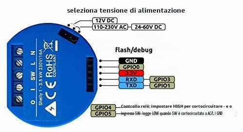Shelly 1 wifi domotica compatibile Google Home ed Alexa 4 pezzi