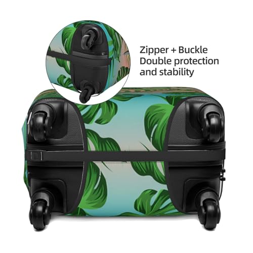 Travel Luggage Cover Spandex Suitcase Protector Bag,Leaves Tropical Double-Sided Printed Fits 18-32 Inch Luggage, Suitcase Sleeve For Kid And Adult,X-Large4