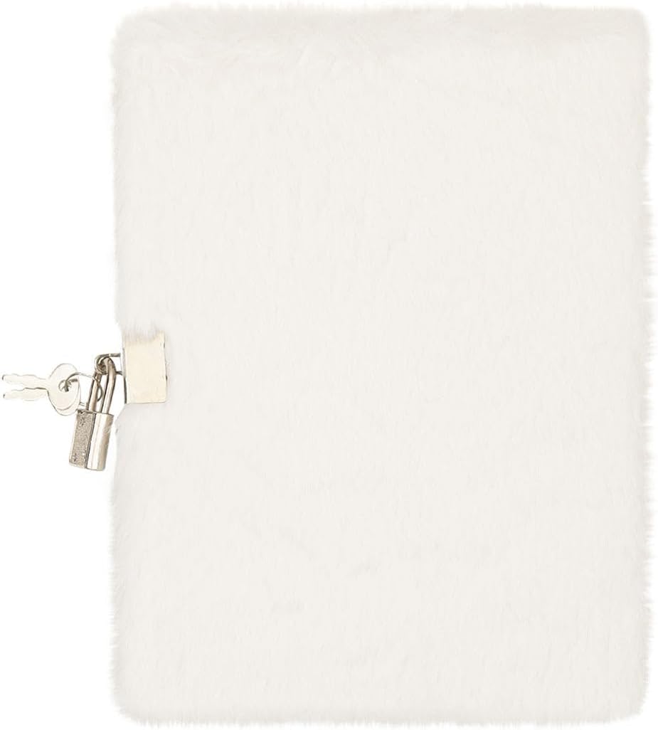 DRAEGER Paris | White Plush Journal with Padlock and Keys for Her Personal Secrets | Gift for Girls, Women