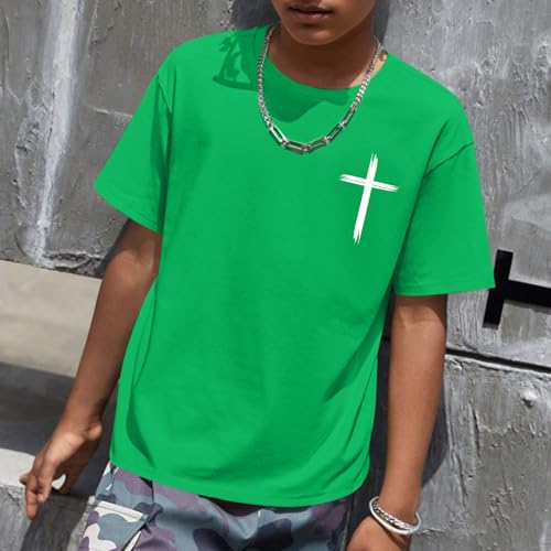 Image of KEEVICI Boys Christian Graphic Tees God Jesus Shirts for Kids Cross Faith Bible Verse Inspirational Religious Cotton T Shirt