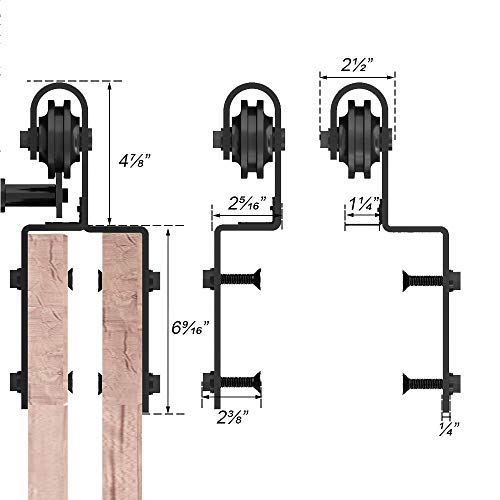 FREDBECK 5FT Bypass Heavy Duty Sturdy Sliding Barn Door Hardware Kit Double Door - Thumbnail 7