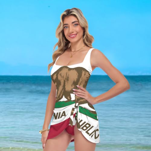Maillot de bain push-up femme une pièce motif Californie pour natation et plage confortable