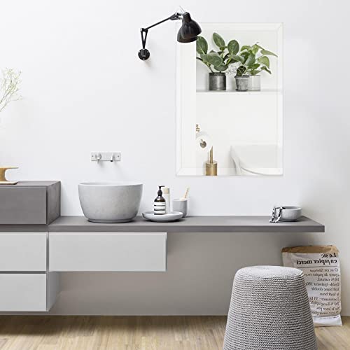 Pandeels Bathroom Rectangle Mirror Frameless Right Corner 26"X 38"- 1" Beveled Polished Edge - Hanging Wall Mounted Decorative For Living Room, Bedroom, Entryway #TOP6