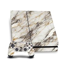Head Case Designs White, Gold, and Grey Marble Vinyl Sticker Gaming Skin Decal Cover Compatible With Sony PlayStation 4 PS4 Console and DualShock 4 Controller Bundle