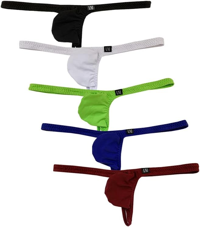 COMLIFE Men's Solid Color Cotton T-Back Thongs Bulge Pouch G-String Thongs Underwear Underpanties