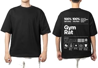 Black oversize Youth shirt back art over size TEXT job work (gym rat) 23