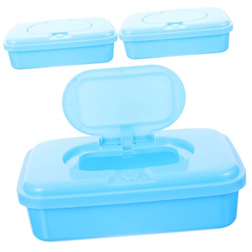 TOPPERFUN 3Pcs Portable Wipes Dispenser Box with Lid Material Wipe Holder for Bathroom Travel Compact Wipes Storage Container for Easy Organization