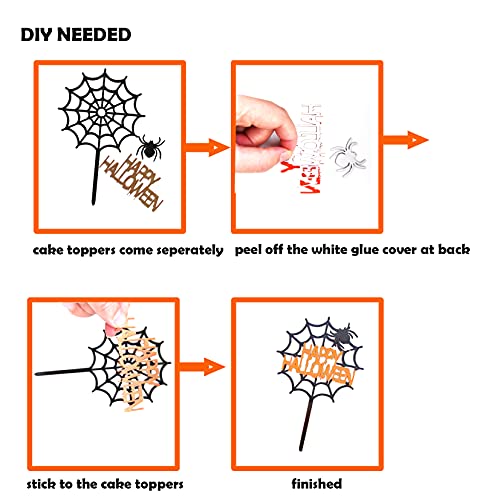 Black Orange Happy Halloween Cake Topper Halloween Party Decorations Trick Or Treat Cake Topper Halloween Cake Decoration Witch Cupcake Topper Pumpkin Cake Decoration #TOP1