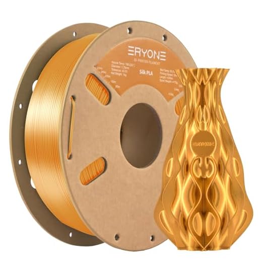 ERYONE Silk PLA Filament for 3D Printer, 1.75mm +/- 0.03mm, 1kg (2.1LBS)/Spool, Silk Glod