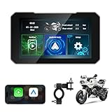 LEXXSON 5 Zoll Motorrad Carplay Display, Wireless Carplay & Android Auto, IP67 wasserdichtes GPS-Navigationsgerät, HD-Touchscreen, schneller Start, Audio- und Videotrennung für Motorräder