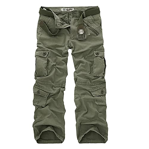 Pantalon cargo en coton de qualité supérieure style militaire vert
